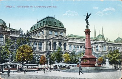 Postcard depicting the University of Vienna and the Liebenberg Monument by Austrian School