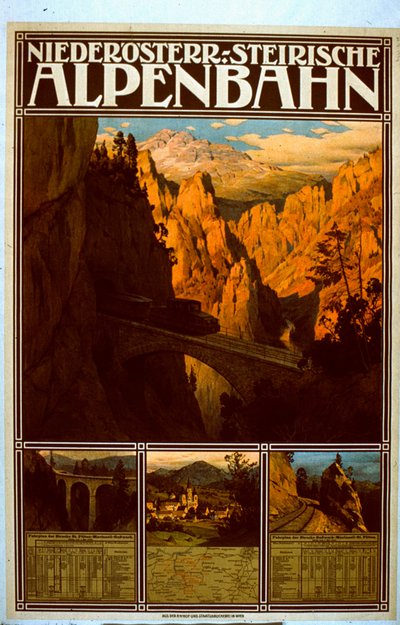 Poster for the Niederösterreich-Steirische Alpenbahn by Austrian School