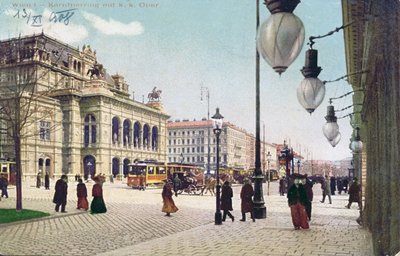 The Kaerntnerring and the Imperial and Royal Opera in Vienna, 1908 by Austrian School