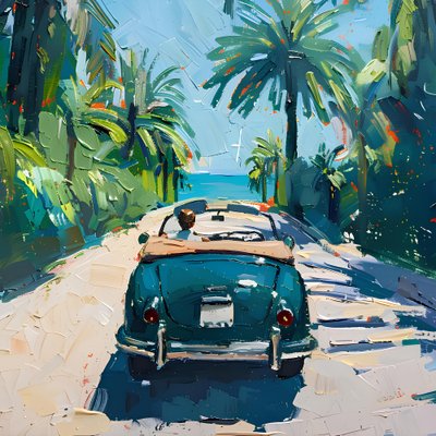 Classic Car Ocean Drive by Avanesova Elena