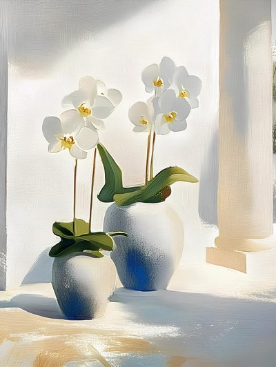 Elegant White Orchids by Avanesova Elena