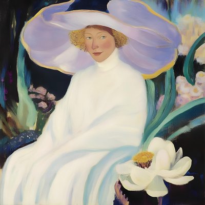 Elegant Woman Purple Hat by Avanesova Elena