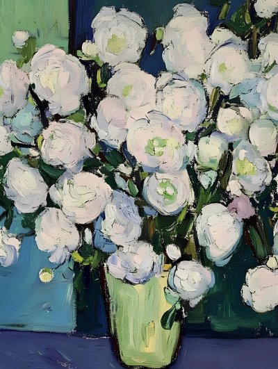 Painterly White Flowers by Avanesova Elena