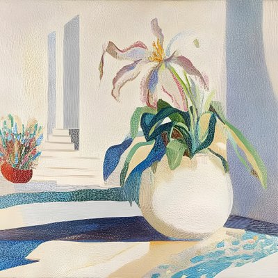 Potted Lily and Steps by Avanesova Elena