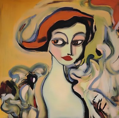 Woman In Red Hat by Avanesova Elena