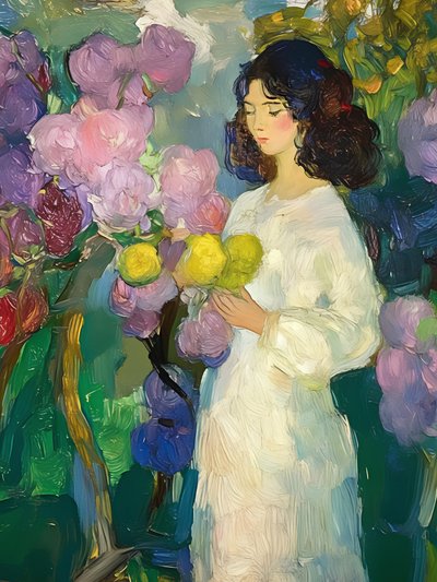 Woman in a Flower Garden by Avanesova Elena