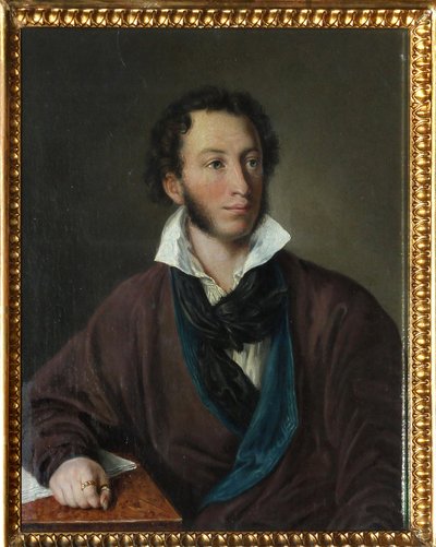Portrait of the writer Alexander Pushkin (1799-1837) - Copy after V. Tropinin, by Avdotya Petrovna Yelagina (1789-1877), Oil on canvas 1827 by Avdotya Petrovna Yelagina