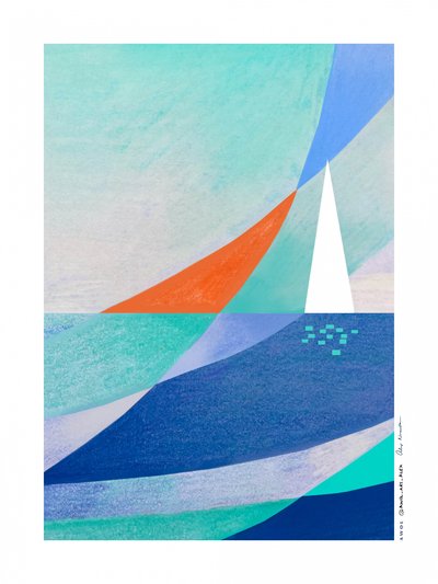 Geometric Ocean Sailboat by Awol Art Alex