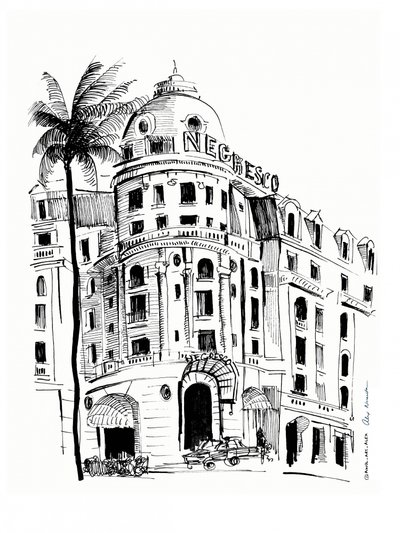 Historic Hotel Sketch by Awol Art Alex