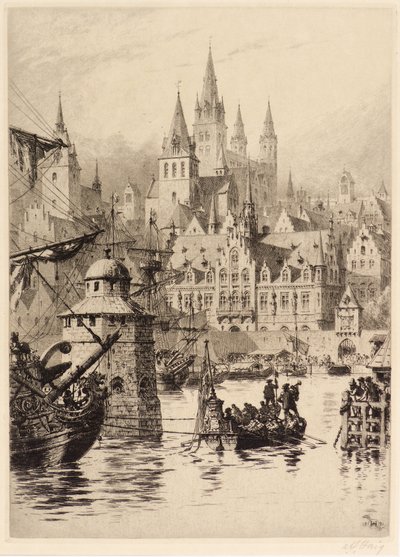 Gothic Towers and River, Cologne by Axel Haig