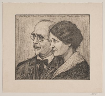 Self-Portrait with Wife. Christmas and New Year Card by Axel Hou