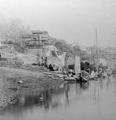 Bathing Ghat, Benares, India by B. W. Kilburn