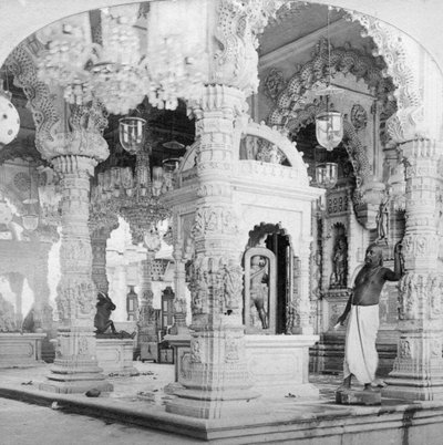 Interior of the temple of Babulnath, Bombay, India by B. W. Kilburn