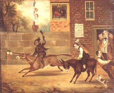 A Donkey Race Outside the Cock and Bottle Inn by B White