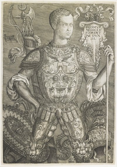 Cosmo I de Medici, Engraved by Niccolo della Casa by Baccio (after) Bandinelli