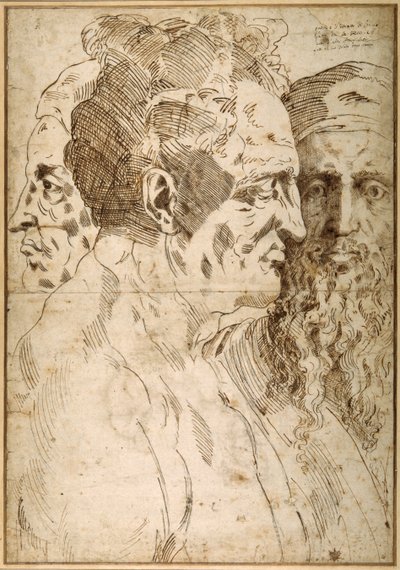 Three male heads juxtaposed by Baccio Bandinelli