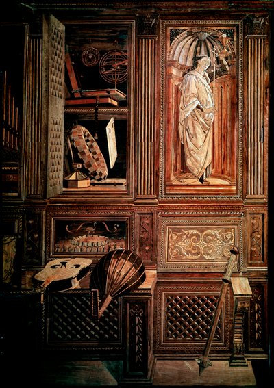 Studiolo of Duke Frederic III of Montefeltre, Duke of Urbino (Detail) by Baccio Pontelli