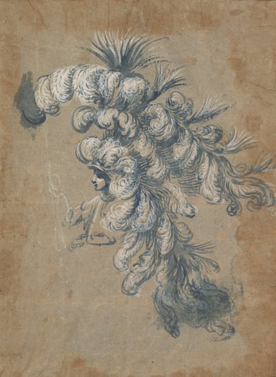 Design for a Lavish Headdress with Feathers, ca. 1620-56 by Baccio del Bianco