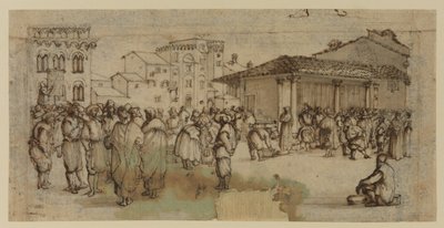 Market Square in Florence, with Figures by Baccio del Bianco