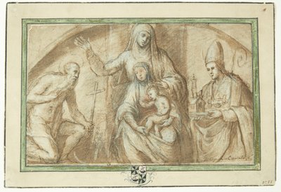 Anna the Third Flanked by St. Jerome and a Bishop Saint, Shown as Church Founders by Bagnacavallo