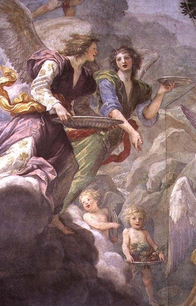 Christ served by Angels (detail) by Baldassare  Franceschini