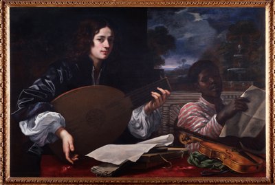 Portrait of Lute Player with Black Singer by Baldassare Franceschini
