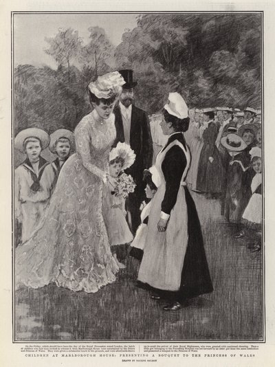 Children at Marlborough House, presenting a Bouquet to the Princess of Wales by Balliol (after) Salmon