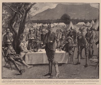 Lady Henry Bentinck Entertaining Wounded Officers to Tea at the Portland Hospital at Rondebosch by Balliol (after) Salmon