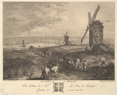 The Three Windmills (after a painting in the collection of the Duc de P...) by Balthasar Anton Dunker