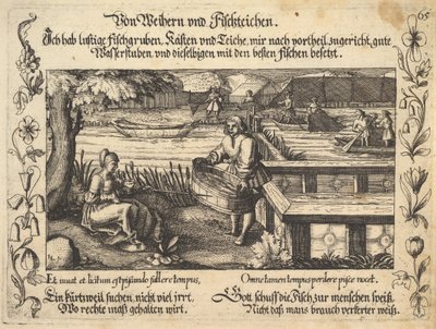 Von Weihern und Fischteichen, Illustration from Petrarch, Glück und Unglück Spiegel, figur... by Balthasar Schwan