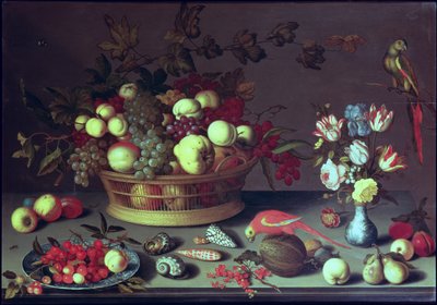 A Basket of Grapes and other Fruit by Balthasar van der Ast