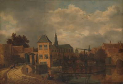 View of the Town of Haarlem, taken from the Spaarne River, showing the Eendjespoort by Balthasar van der Veen