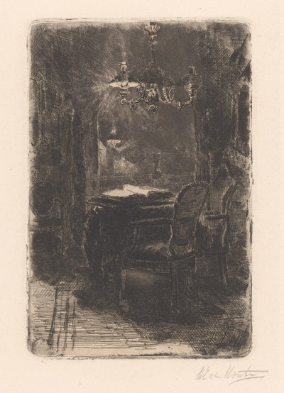 Interior with Mirror and Table with Open Book by Barbara Elisabeth van Houten (signed by artist)