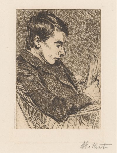 Portrait of H.W. Mouton with Book by Barbara Elisabeth van Houten (signed by artist)