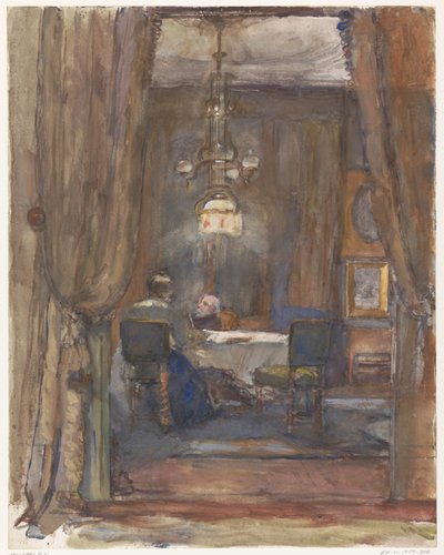 The Living Room on Riouwstraat in The Hague, in the Evening by Barbara Elisabeth van Houten