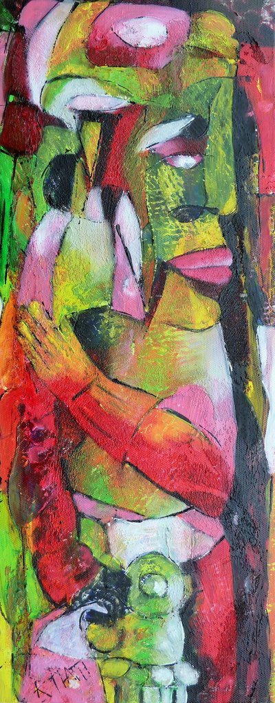 Abstract Mother Child Embrace by Barbara Piatti