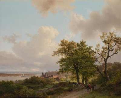 A City by a River Seen from a Height by Barend Cornelis Koekkoek