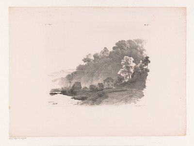 Hilly Landscape with River, Country Road, and Houses by Barend Cornelis Koekkoek