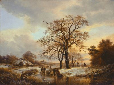 Skaters on a Canal by Barend Cornelis Koekkoek