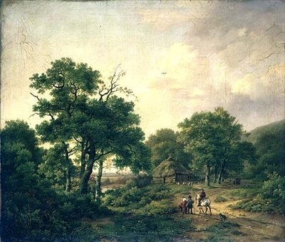 Wooded Landscape with Figures by Barend Cornelis Koekkoek