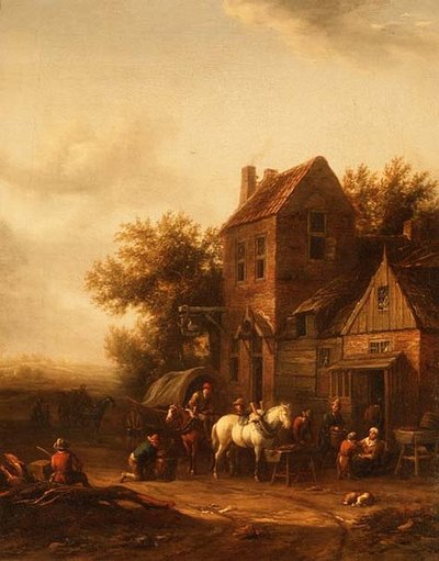 Two Horsemen at a Blacksmith