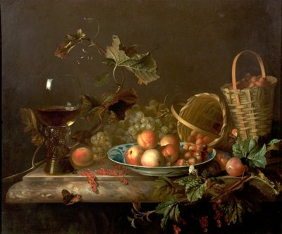 Fruit Piece with Wine Glass by Barend or Bernardus van der Meer