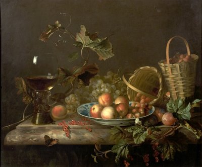 Fruit Piece with Wine Glass by Barend or Bernardus van der Meer