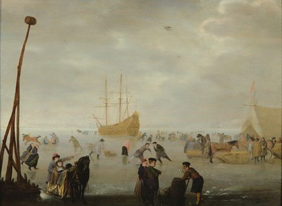 Landscape with Skaters and Sleighs by Barent Avercamp