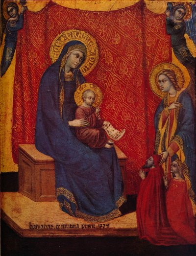 The Madonna Enthroned and Two Donors in Adoration by Barnaba da Modena