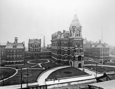 Cook County Hospital, Chicago, Illinois, USA, c.1900 (b/w photo) by Barnes and Crosby