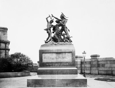 Fort Dearborn Massacre Monument at Calumet Street and 18th Avenue, Chicago, Illinois, USA (c.1900) by Barnes and Crosby