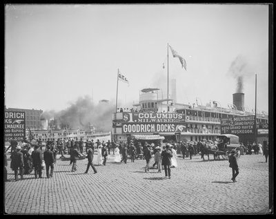 Passenger Ship Christopher Columbus Docked at the Goodrich Docks, Chicago, Illinois, USA, c.1905 by Barnes and Crosby