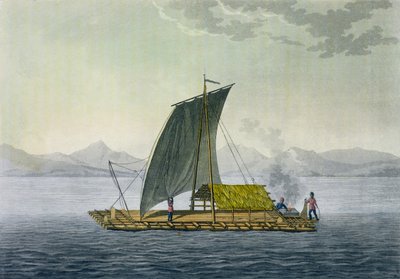 A raft leaving the port of Guayaquil, Ecuador, from 