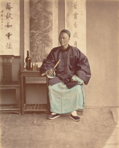 Seated Chinese Woman with Fan by Baron Raimund von Stillfried